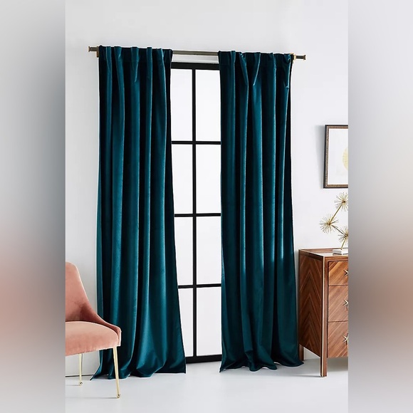 Anthropologie Other - Anthropologie Velvet Louise Curtain (2 panels) 63”x50” - dark turquoise